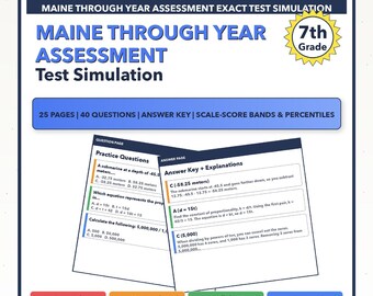 7th Grade Maine Through Year Assessment Math Test | All 4 Levels (1400-1600)