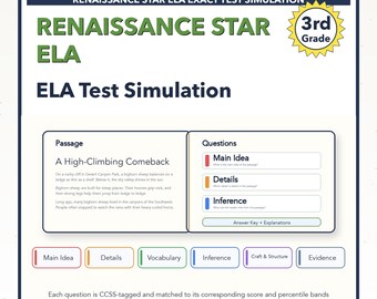 Simulazione del test ELA di Renaissance Star / Terza elementare / Tutti e 4 i livelli (902-1007+)