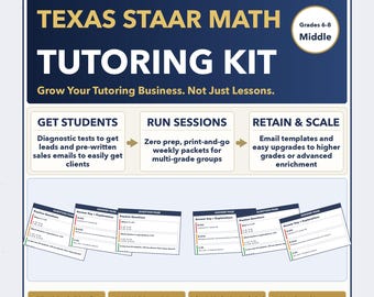 Grades 6-8 Texas STAAR Tutoring Business System | Prep + Client Kit