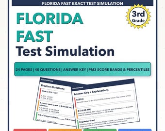 Simulación del examen FAST de matemáticas de 3.er grado de Florida / Los 4 niveles (Puntuación PM3: 183-224+)