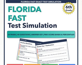 6th Grade Florida FAST Math Test Simulation | All 4 Levels (PM3 Score 213-253+)