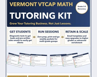 Summer Camp Vermont VTCAP Math Test Prep Curriculum + Tutor Kit | Grades 3-5