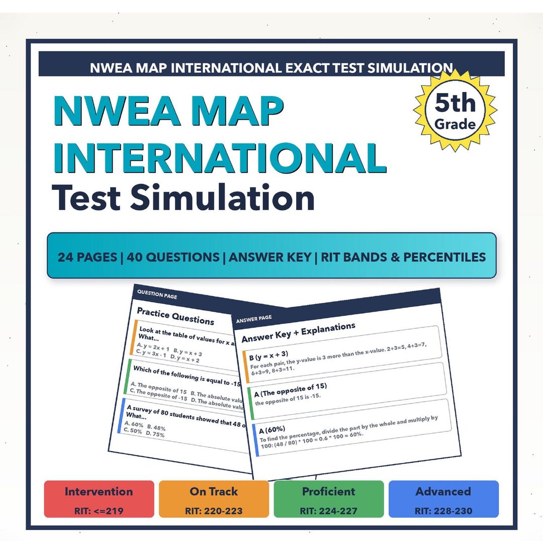 5th Grade NWEA MAP International Math Test | All 4 Levels (RIT 219-230 ...