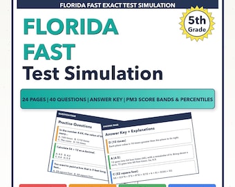 Simulación del examen de matemáticas FAST de Florida para 5.º grado / Los 4 niveles (Puntuación PM3: 207-245+)