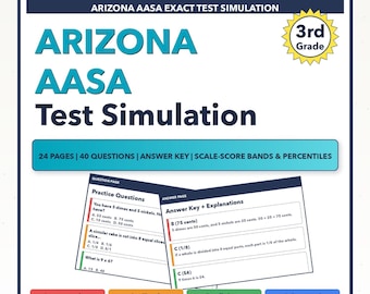 Simulación de examen de matemáticas AASA de 3er grado de Arizona / Los 4 niveles (3395-3605)