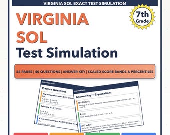 Simulación del examen de matemáticas SOL de Virginia para séptimo grado / Los 4 niveles (400-500+)