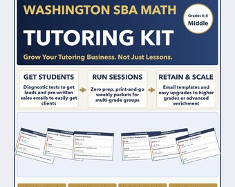 Summer Camp Washington SBA Math Test Prep Curriculum + Tutor Kit | Grades 6-8