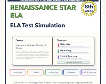 Simulazione del test ELA di Renaissance Star / Classe 8 / Tutti e 4 i livelli (1039-1131+)