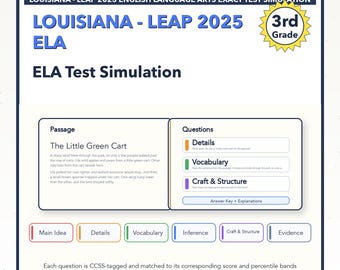 Simulación de la prueba LEAP 2025 de Lengua y Literatura Inglesa / 3.er grado / Los 4 niveles (650-850)
