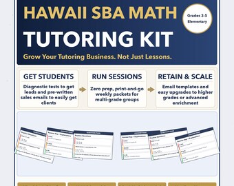 Grades 3-5 Hawaii SBA Tutoring Business System | Prep + Client Kit
