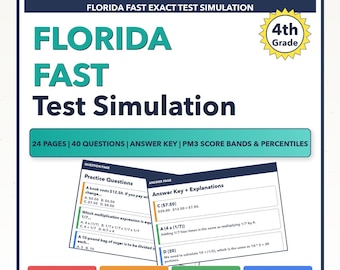 Simulación del examen FAST de matemáticas de 4.º grado de Florida / Los 4 niveles (Puntuación PM3: 200-237+)