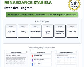 Renaissance Star ELA per la quinta elementare / Preparazione al test di 6 settimane / Scala unificata 981-1071+