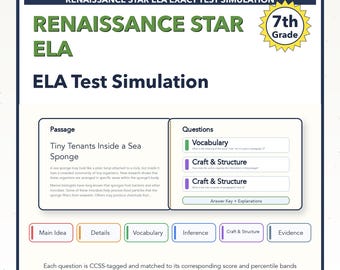 Simulazione del test ELA di Renaissance Star / Classe 7ª / Tutti e 4 i livelli (1022-1114+)