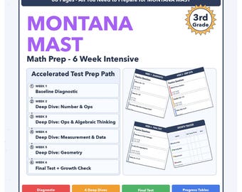 3rd Grade Montana MAST Math | 6-Week Prep | All 4 Levels (Scale Score 250-400)