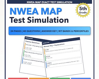 Simulación del examen de matemáticas NWEA MAP para 5.º grado / Los 4 niveles (RIT 205-258)