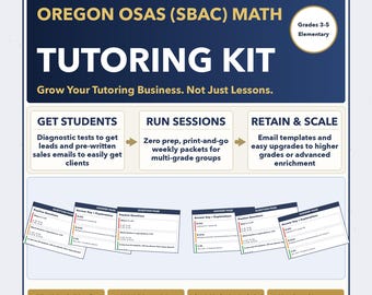 Summer Camp Oregon OSAS (SBAC) Math Test Prep Curriculum + Tutor Kit | Grades 3-5