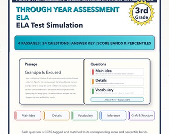 Simulación de examen de Lengua y Literatura Inglesa de Maine Through Year Assessment / 3.er grado / 1400-1600