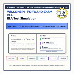 Wisconsin Forward Exam ELA-testsimulering | Årskurs 5 | Skalapoäng 1320-1860