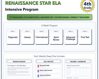 Renaissance Star ELA per la quarta elementare / Preparazione al test di 6 settimane / Scala unificata 948-1044+