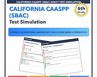 Simulación del examen de matemáticas CAASPP de 6.º grado de California / Los 4 niveles (2473-2610+)