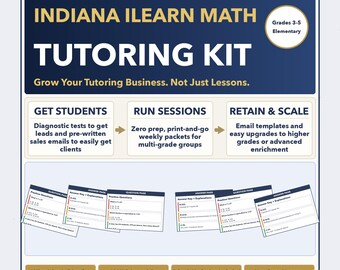 Summer Camp Indiana ILEARN Math Test Prep Curriculum + Tutor Kit | Grades 3-5