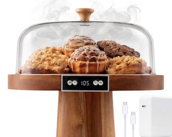 Digitale taartplateauwarmer | Houdt eten warm en vochtig | Draadloos | Voedselverwarmer temperatuur aanpassen