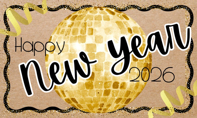 Happy New Year 2026 Printable Banner – Digital Download - Etsy UK
