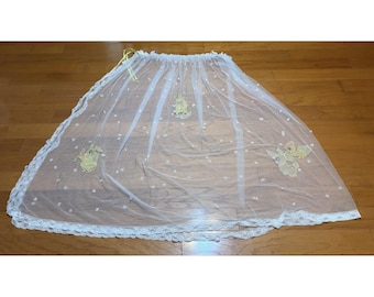 Dosel de cuna vintage Will'Beth para bebé, con ribete de encaje de red, diseño de conejito y pato, decoración transparente para habitación infantil