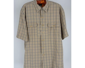 Camisa Polo Country Ralph Lauren Vintage Masculina Tamanho G Bege Xadrez Safari Camp