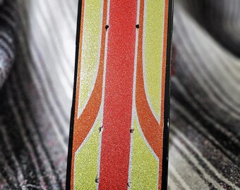 Lowrider-Style Mini Skateboard Deck – Candy Red & Lime Gold, Hand-Painted Wall Decor