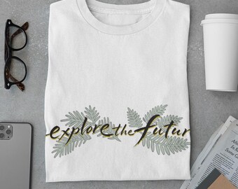 Koszulka unisex „Explore The Future” | Grafika z napisem „Fern Leaf”