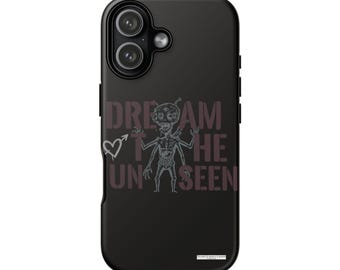 Etui na telefon Dream the Unseen | ilustracja szkieletu, tekst gotycki