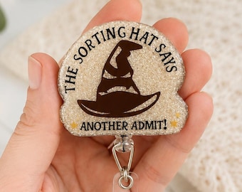 Harry Potter Inspired Nurse Badge Reel | The Sorting Hat | Handmade Resin Retractable ID Badge Holder | Healthcare