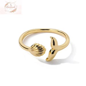 Adjustable Gold Stainless Steel Shell Ring – Summer Beach Jewelry