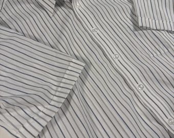 Mens Vintage White Striped Size Medium 15 1/2 1970s Striped Puritan Button Down