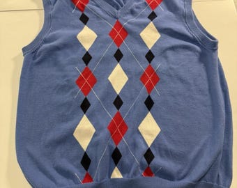 Mens Blue & Argyle Pattern 100% Cotton Brooks Brothers Sweater Vest