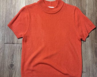 Women’s Vintage Orange Size M Shortsleeve Turtle Neck Blair Pullover Sweater