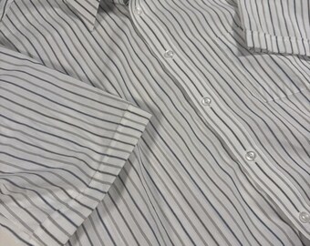 Mens Vintage White Striped Size Medium 15 1/2 1970s Striped Puritan Button Down