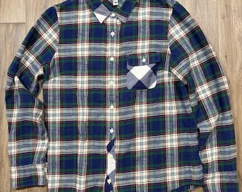 Women’s Blue And Green Plaid Size Small J Crew Flannel Shirt