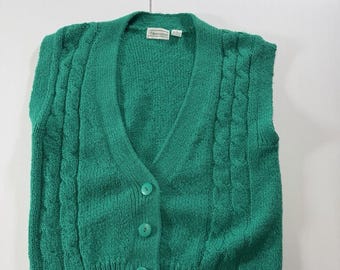 Chaleco vintage para mujer, color verde azulado, de la marca Shenanigans, talla mediana