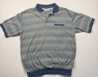 Men’s Size Medium Vintage Classics By Palmland Sopranos Style Blue & Green Polo
