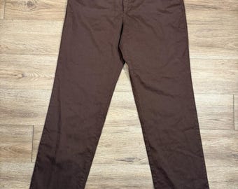 Mens Vintage Chocolate Brown 90s Relaxed Fit 31x33 Lee Pants 99% Cotton