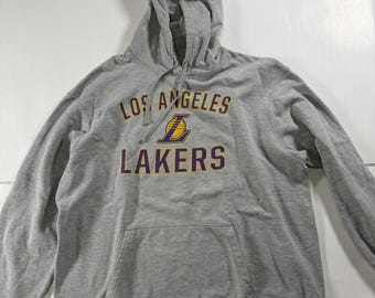 Mens Size M Grey Fanatics Los Angeles Lakers Hoodie With Measurements