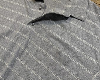 Men’s Vintage Grey Size Medium Classics By PalmLand Striped Sopranos Style Polo