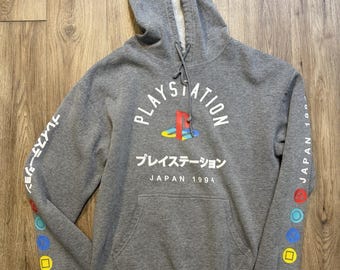 Mens Size Small Grey PlayStation Japan 1994 Pullover Hoodie
