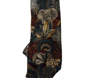 Corbata vintage para hombre de Paulo Zimi con estampado floral Animal Kingdom, seda italiana, 142 cm