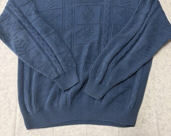 Vintage Blue JanTzen Sweater Size XL with Pattern Made In USA