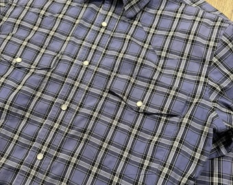 Camisa Wrangler vintage para hombre, talla S, azul, a cuadros estilo western, con botones de perlas y cierre a presión.
