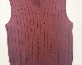 Men’s Vintage Size M Brian MacNeil Grunge Burgundy Cable Knit Sweater Vest