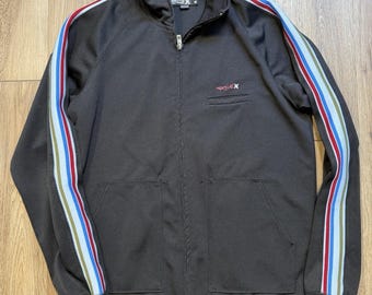 Mens Black Hurley W/retro Stripes Size Medium Zip Up Track Jacket